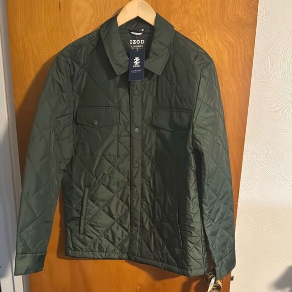 Izod Puffer Jacket Mens Medium Green Lightweight - Picture 1 of 3